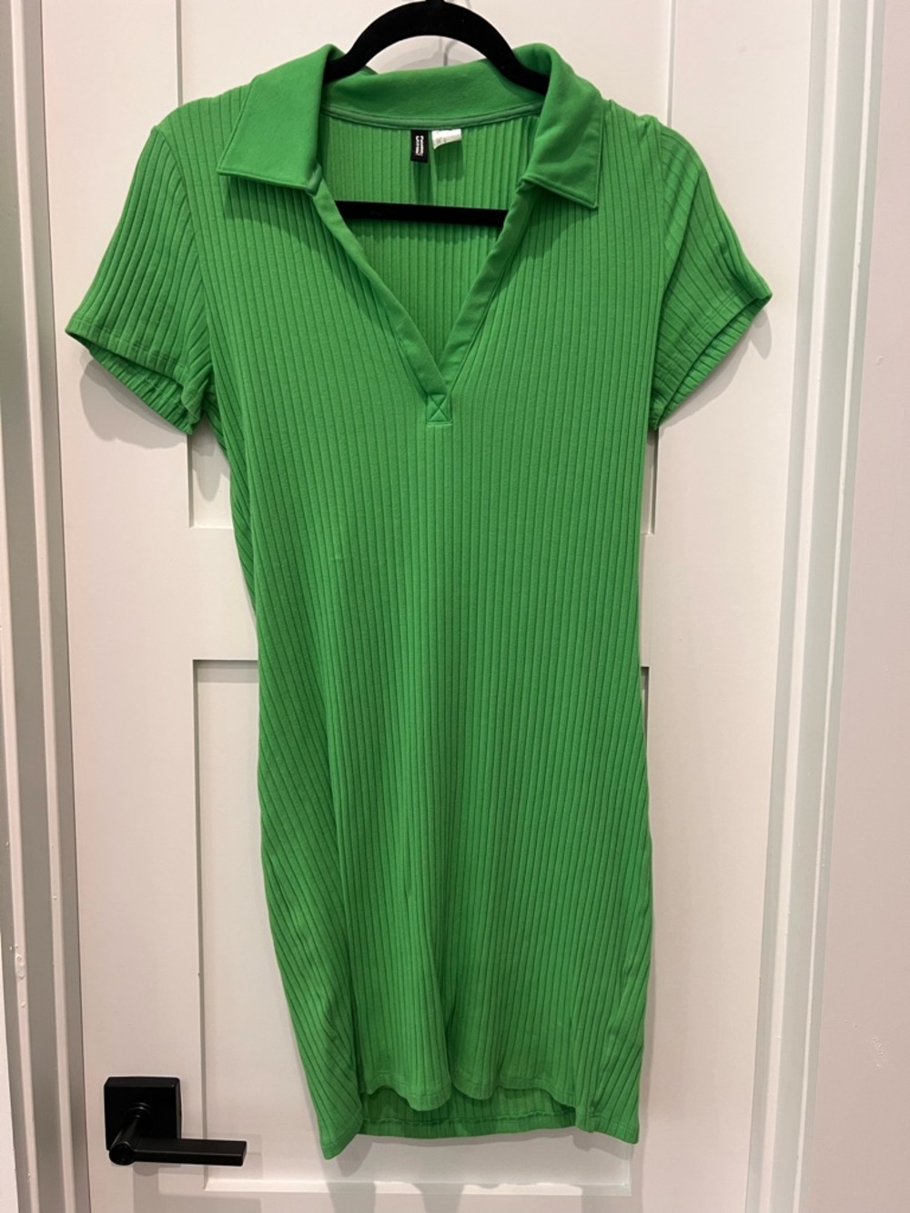 Divided Bright Green Ribbed Polo Top